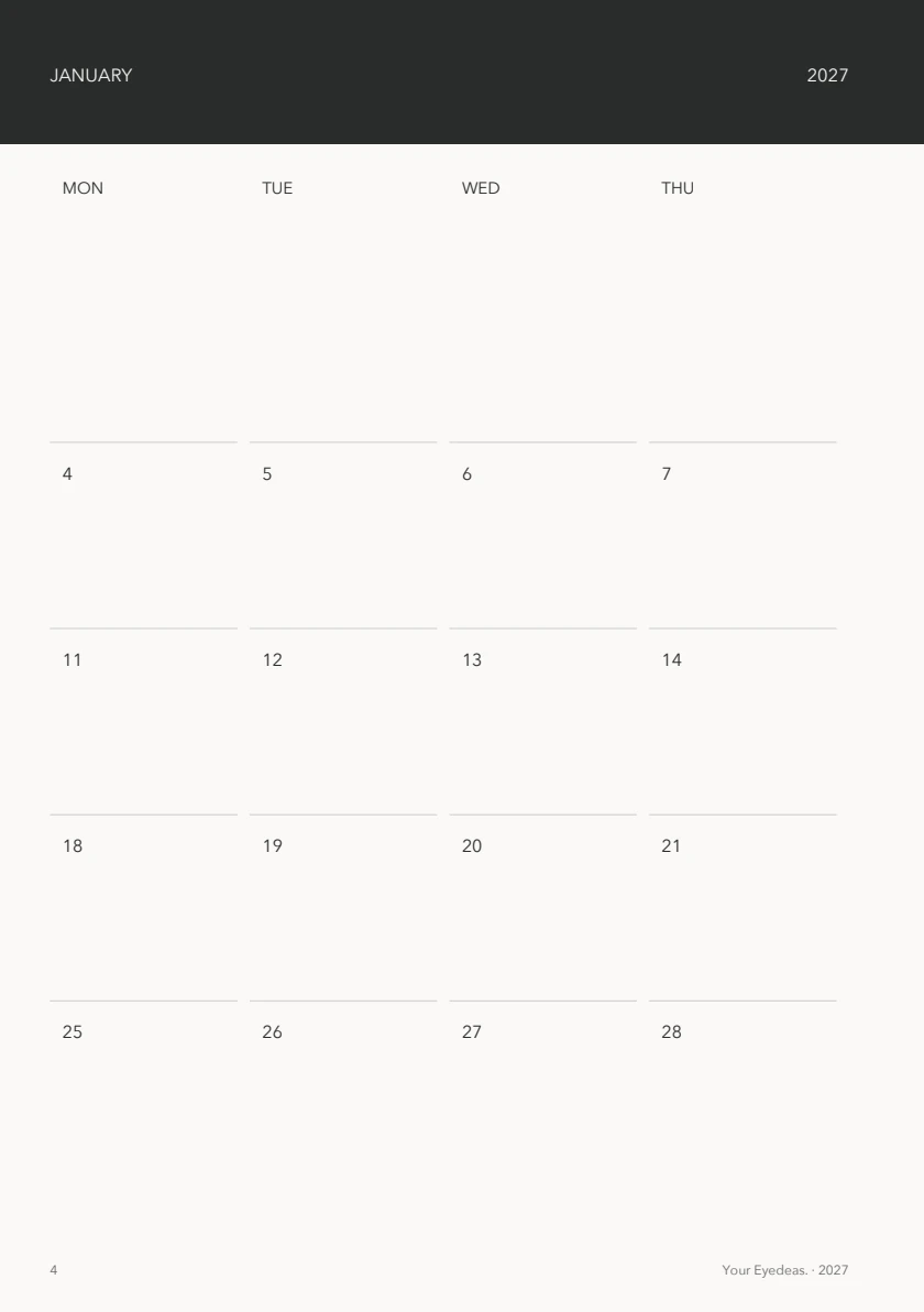 Your month in view, left page